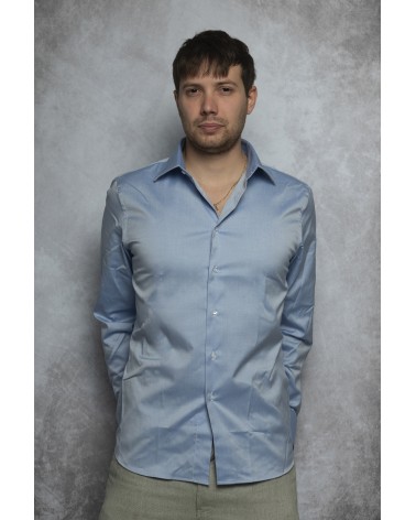 copy of 100% cotton man shirt, light blue fil-a-fil cotton