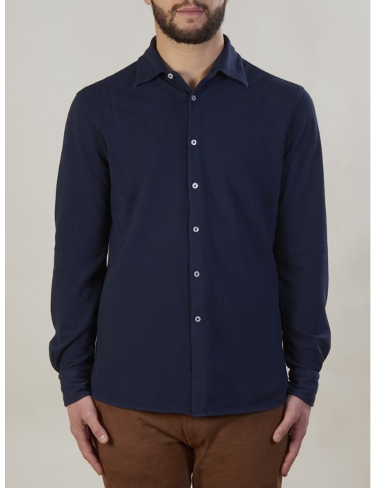 Men's Shirts - Men's shirt, 100% cotton pique knit, dyed