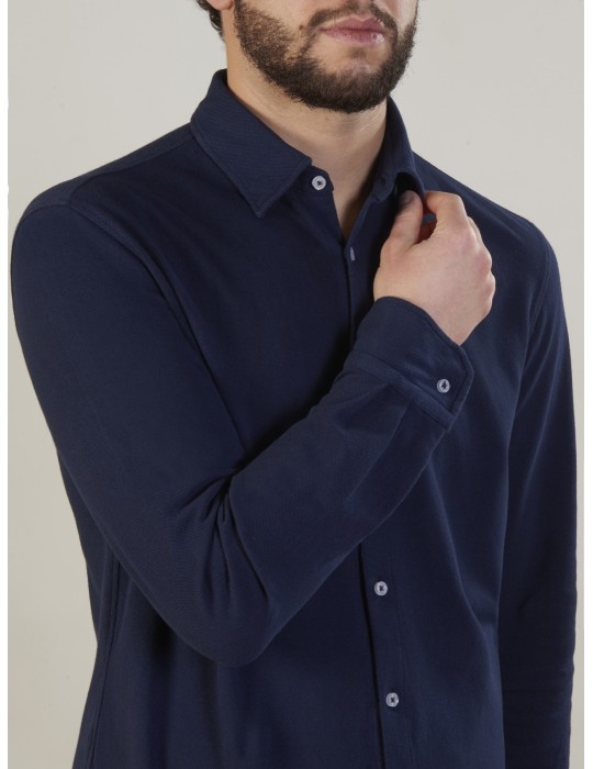 Men's Shirts - Men's shirt, 100% cotton pique knit, dyed