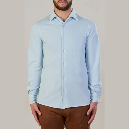 Man shirt in 100% cotton pique knit, garment dyed