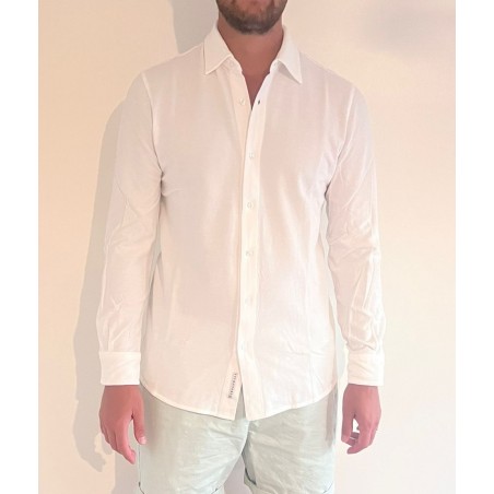 Camicia uomo cotone maglia piquet bianco 100%, tinto filo